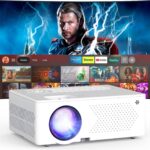 5G WiFi Bluetooth Movie Projector, Real Native 1080P Outdoor Projector for Home Theater Movies, Synchronize Smartphone, Compatible with USB/TV Stick/HDMI