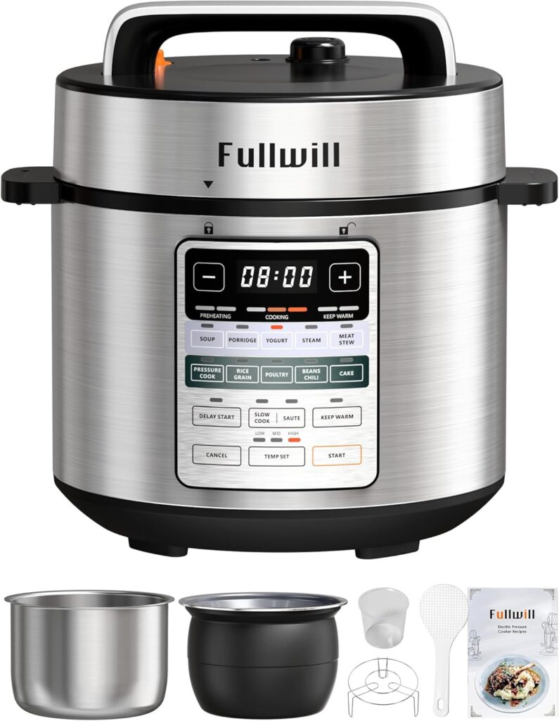 Fullwill Dual-Pot Electric Pressure Cooker 6+5QT(2025 Upgraded), 12-in-1 Multi-Cooker for Pressure Cooking, Soup, Yogurt, Stew, Rice