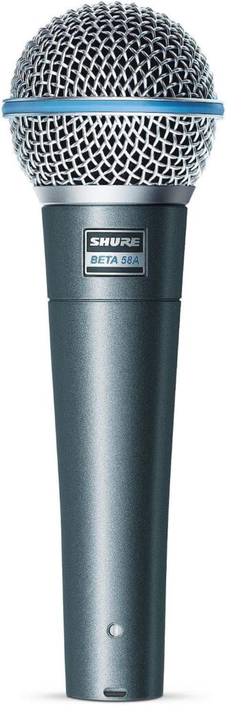 Shure BETA 58A Vocal Microphone – Single Element Supercardioid Dynamic Mic for Stage and Studio, Includes A25D Adjustable Stand Adapter, 5/8” to 3/8” (Euro) Thread Adapter and Storage Bag