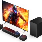 Miroir 5.1 Sound Bar with Dolby Atmos, with Wireless Subwoofer and 2 Surround Speakers, 410W Bluetooth Surround Sound System, Immersive Home Theater System for HDMI eARC/Opt/AUX/BT