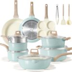 CAROTE 21-Piece Ceramic Pots and Pans Cookware Set, Non Stick Induction Cook Ware Kitchen Cooking Set Non-Toxic Health, PFAS Free