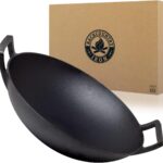 Backcountry Iron 14 inch Cast Iron Wok with Flat Base and Handles