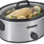 Hamilton Beach 6-Quart Slow Cooker with 3 Cooking Settings, Dishwasher-Safe Stoneware Crock & Glass Lid, Silver (33665G)