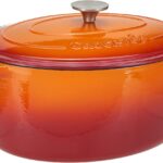 Crock Pot Artisan Oval Enameled Cast Iron Dutch Oven, 7-Quart, Sunset Orange