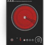 Electric Cooktop,1800W Electric Stove Top with LED Touch and Knob Control,Single Burner Electric Cooktop L9 Power Levels, Kids Lock & Timer,110V Portable Induction Cooktop for Home Camping.