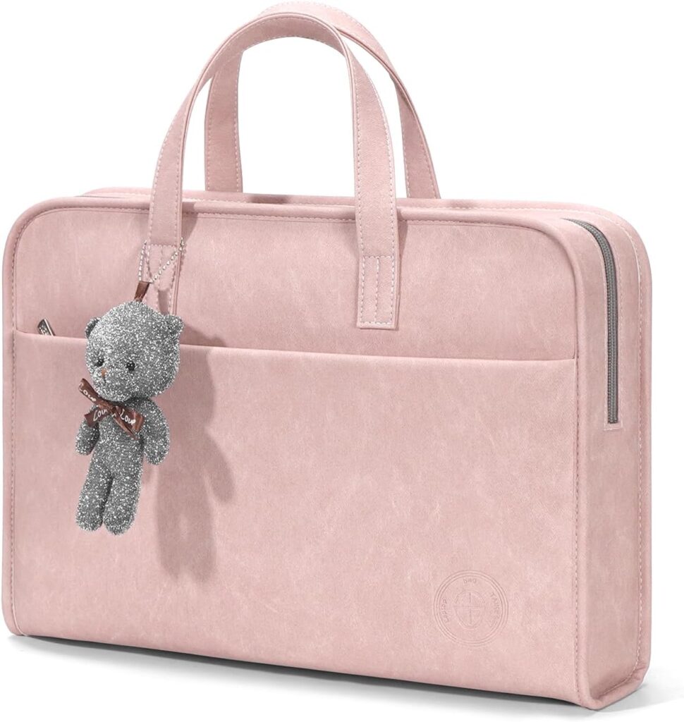 Protective Sleeve Case Bag Compatible with MacBook Pro 16 Inch, 15.6 inch, HP, Dell, Acer Aspire, Asus Notebook, Computer Bag with Shoulder Strap,Pocket,Handle, Pink