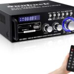 Sunbuck Small Stereo Amplifier, Stereo Receiver with Bluetooth, Optical/Coaxial Jacks for TV/CD/DVD/LP/PC, Support 192kHz Audio, Max 300Wx2 Power, Home Audio System, Receiver for Speakers, AS-25BU
