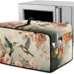 Hummingbird Peony Print Toaster Oven Cover Anti Scratch Kitchen Countertop Appliance Protector Cover Dust Case Machine Washable Home Organization, 20.5″ x 16.5″ x 10″