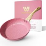 8-Inch Pink Nonstick Egg Pan, PFOA-Free Stone Cookware Skillet, Induction Compatible