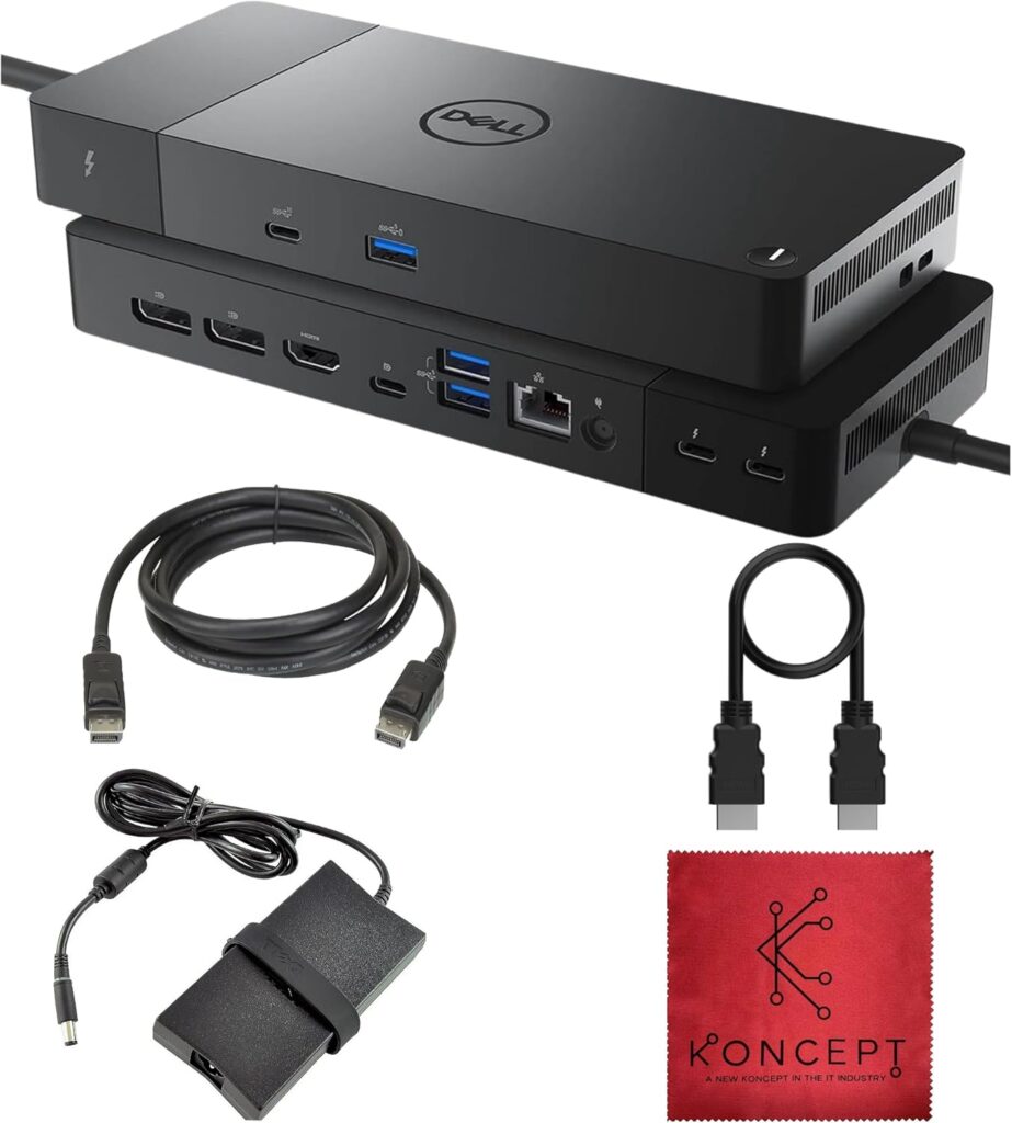 WD22TB4 Dell Thunderbolt 4 Dock 40Gbps USB-C/USB-A 1 Year Warranty – Docking Station with 180W, HDMI, DisplayPort Cables & Cleaning Cloth – Supports Dual/Triple Monitors & 4K Displays