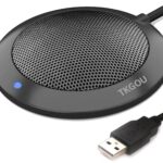 Conference USB Microphone, Computer Desktop Mic with LED Indicator, Plug & Play Omnidirectional Condenser PC Laptop Mics for Online Meeting, Class, Skype, Recording, Zoom, (No Speakers Included)