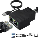 Ethernet Splitter 1 in 2 Out High Speed 100Mbps, Ethernet Switch 2 Port RJ45 LAN Switch Network Splitter
