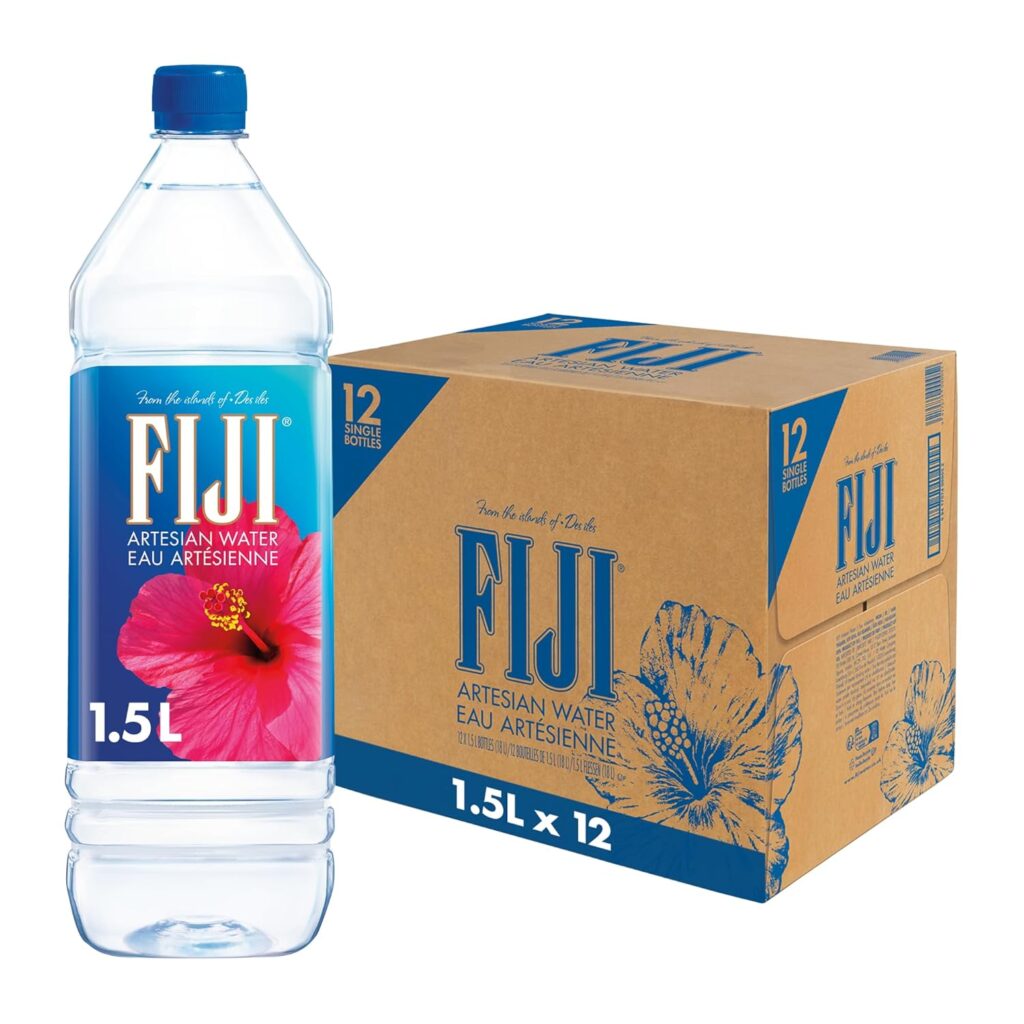FIJI Natural Artesian Bottled Water 1.5 Liters / 50.7 Fl Ounce (Pack of 12) – 100% Natural Electrolytes