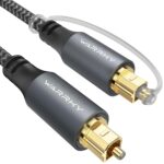 Warrky Optical Audio Cable, 6ft / 1.8m Optical Cable for Soundbar [Nylon Braided, Slim Metal Case, Gold-Plated Plug], Fiber Optic Audio Cord Compatible with Samsung, Vizio, LG, Bose, Sony, Sonos