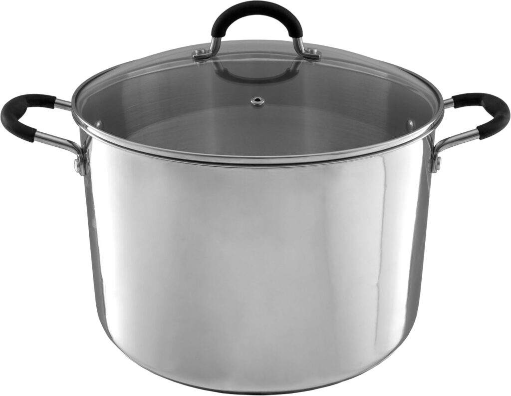 Large Stock Pot-Stainless Steel Pot with Lid-Compatible with Electric, Gas, Induction or Gas Cooktops-12-Quart Capacity Cookware by Classic Cuisine
