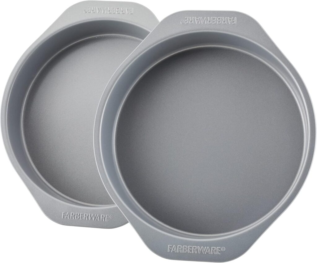 Farberware GoldenBake Bakeware Nonstick Baking Pans/Cake Pan Set, Round, Insulated, Two 8-Inch, Gray