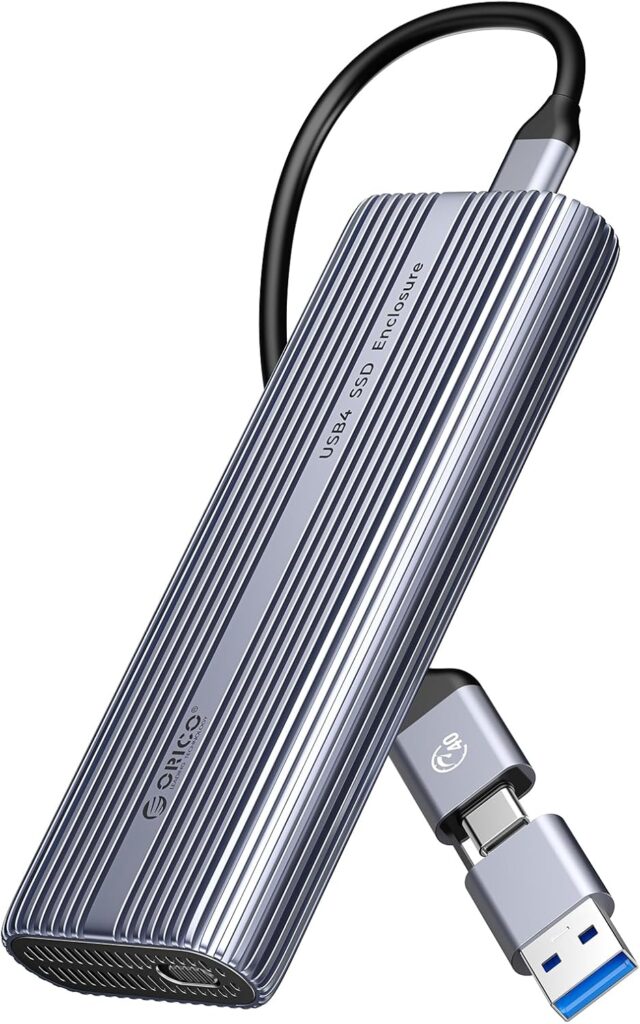 ORICO 40Gbps M.2 NVMe SSD Enclosure with Cooling Fan, Tool Free Aluminum M.2 Adapter Compatible with Thunderbolt 4/3 USB3.2/3.1/3.0/2.0, Max 8TB Capacity