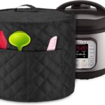 Luxja Dust Cover Compatible with 8 Quart Instant Pot, Cloth Cover with Pockets Fits Instant Pot (8 Quart) and Extra Accessories, Black Quilted Fabric (Large)