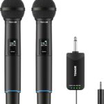 TONOR Rechargeable Wireless Microphones, Metal Bluetooth Handheld Cordless Mic System with Receiver, 2×25 UHF Professional Dynamic Mic for Karaoke, Church, Singing, Wedding, Meeting, DJ, 328ft TW720