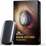 SK hynix Beetle X31 2TB Portable SSD with DRAM, up to 1050MB/s, USB 3.2 Gen2, External Hard Drive Compatible with PC, Mac, Laptop, PS5 (Dark Grey)