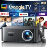 【1200 ANSI/Google TV/Netflix-Licensed】Smart Projector 4K Supported with WiFi & Bluetooth, Outdoor & Home Movie Projectors with Voice Control,Auto Focus & Keystone,1080P Proyector WiMiUS K13 Black