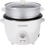 CUCKOO One Touch Rice Cooker 12-Cup Cooked, Small Rice Cooker & Warmer with Steamer Tray, Versatile Grain Cooker, Soup Maker, Auto Keep Warm, 6-Cup Uncooked, White (CR-0601C)