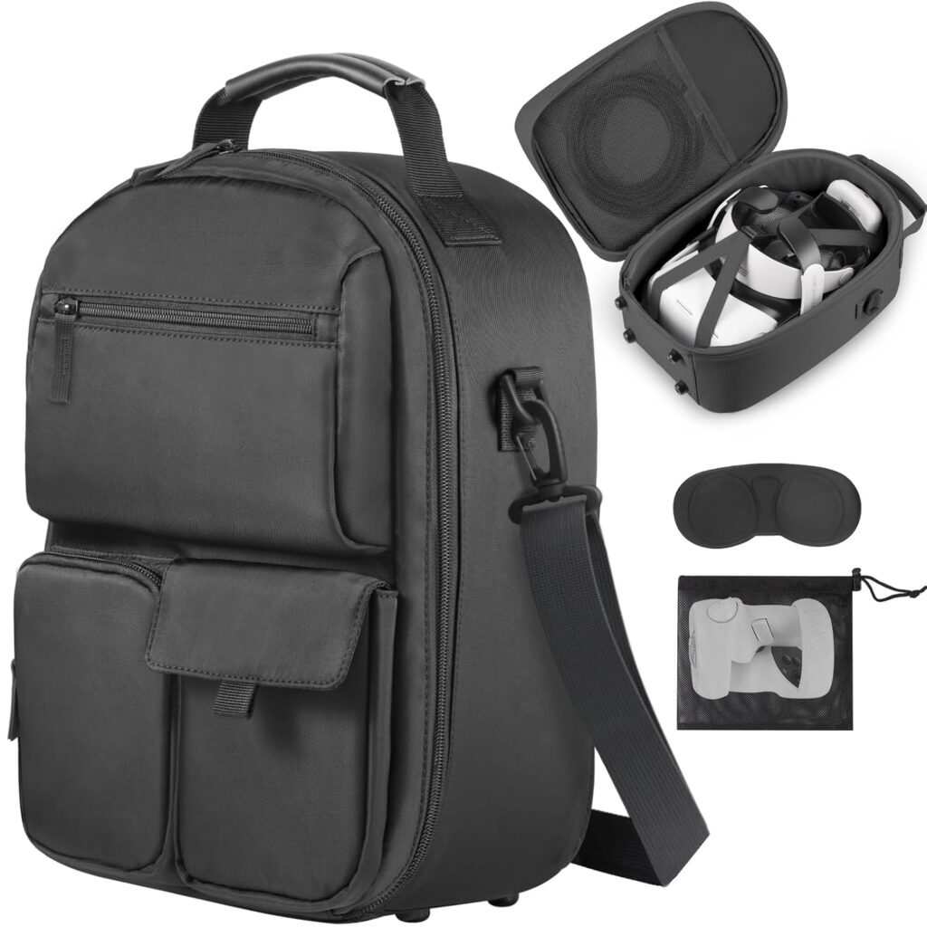 FOREGOER Carrying Case for Meta Quest 3/Quest 3S/Oculus Quest 2, Hard Travel Storage Case Compatible with Oculus Quest 3 Headset, Quest Pro, Touch Controllers Accessories, VR All-in-One Gaming Headset