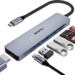 BENFEI USB C HUB 7-in-1 with HDMI(4K@60Hz,Certified), 100W Power Delivery, 3*USB 3.0, SD/TF Card Reader(160MB/s) Compatible with iPhone 15 Pro/Max, MacBook, iPad Pro, iMac, S23, XPS17
