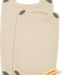2-Piece Reversible Cutting Board Set Made from Natural Food Grade Wheat Straw Material – Eco-Conscious Alternative to Plastic – Gluten Free & BPA Free Chopping Boards for Kitchen