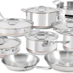 All-Clad Copper Core 5 Ply Stainless Steel Cookware Set 15 Piece, Oven Broiler Safe 600F, Cookware, Stockpot, Pots and Pans Set, Silver
