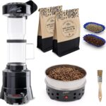 Fresh Roast Coffee Roaster Bundle SR800, Glass Extension Tube, Coffee Bean Cooler, (2 Lbs) Sample Pack of Green Beans, (2- pack) Sample trays