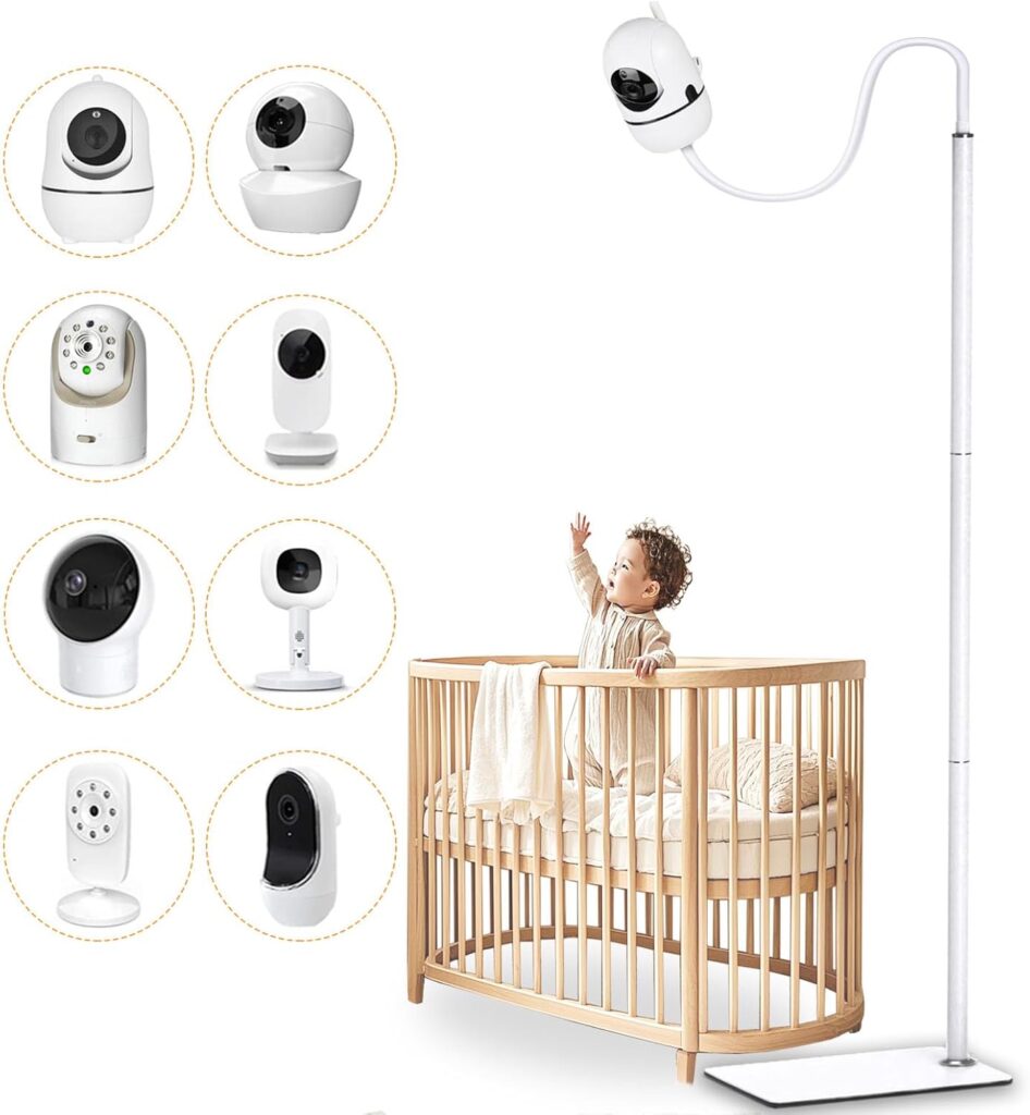 69″ Adjustable Height Floor Stand for Hello Baby Monitor, Gooseneck Swivel Holder Mount with Stable Base for HelloBaby,Nanit Pro,Owlet, Motorola,VAVA,1/4 Thread Connection, Universal Monitor Mount