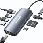 ABLEWE USB C Hub Ethernet, Multiport USB C to HDMI Hub, 8 in 1 4K@60Hz USBC Adapter,1000Mbps, 100W PD, 3 USB 3.0 Ports, Docking Station Compatible for MacBook, Tablet, Phone, Type C Devices