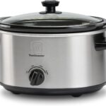 Toastmaster 5-Quart Slow Cooker – Stainless Steel Slow Cooker with Tempered Glass Lid – Dip & Food Warmer for Parties & More – Dishwasher-Safe Stoneware Crock