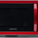 Farberware 1.1 Cu. Ft. Countertop Microwave Oven – 1000 Watts Power, Auto Cook Settings, Defrost, Easy Clean and Child Safety Lock – Metallic Red