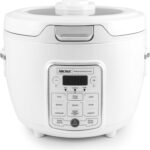 AROMA® Professional Digital Rice Cooker, 10-Cup (Uncooked) / 20-Cup (Cooked), Slow Cooker, Multicooker, Steamer, Oatmeal Cooker, Auto Keep Warm, Sauté-then-Simmer®, 4 Qt, White, ARC-1230W