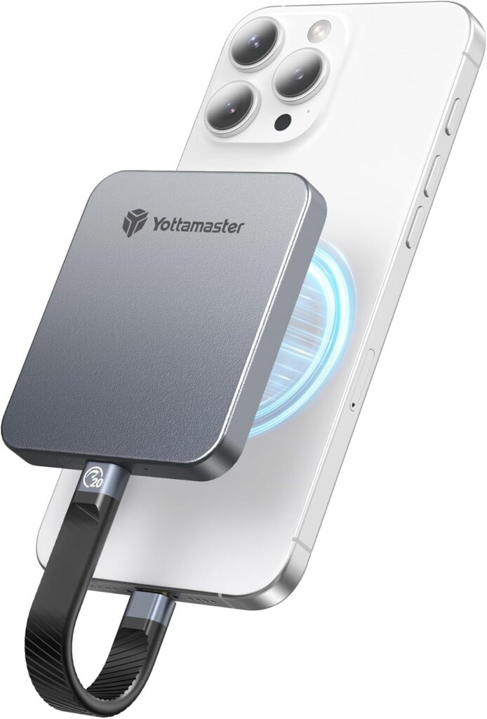 Yottamaster 512GB Magnetic External SSD, Up to 2000MB/s USB 3.2 Gen 2×2 Portable Solid State Drive, Supports 4K ProRes HDR Compatible with iPhone 17/16 Pro Max, Smartphone, Tablet, Laptop