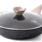 Kordisen Frying Pans Nonstick with Lid, 12.5 Inch Large Skillet with Lid, Induction Cooking Pan, Stay-Cool Handle, Compatible with All Stovetops, PFOA Free