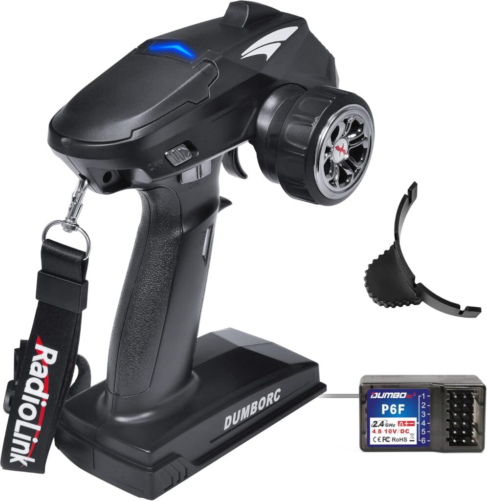 DUMBORC X4 2.4GHz 4-Channel RC Radio Transmitter and Receiver X6F with Fail-Safe & Low Voltage Alarm Function Mixed Mode for Rc Vehicle Car Boat Tank Model Parts Remote Controller