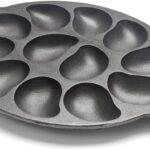 Outset 76225 Cast Iron Oyster Grill Pan, 12 Cavities, Black