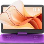 AKIYO 17.5″ Portable DVD Player with 15.6″ Large HD Screen for Car and Kids, 6 Hours Rechargeable Battery, Dual Stereo Speakers, Support USB/SD/AV/Audio/Sync TV and Multiple Disc Formats, Purple