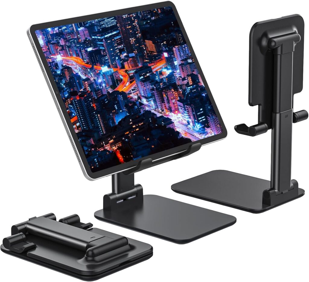 Anozer Tablet Stand Foldable & Adjustable, Monitor Stand 5.55*3.94″ Wide, Fit for iPad Holder Stand Compatible with iPad Pro 11, 12.9/iPad 10.9 10th, Surface Pro, Portable Monitor 4.7-15.6″