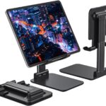 Anozer Tablet Stand Foldable & Adjustable, Monitor Stand 5.55*3.94″ Wide, Fit for iPad Holder Stand Compatible with iPad Pro 11, 12.9/iPad 10.9 10th, Surface Pro, Portable Monitor 4.7-15.6″