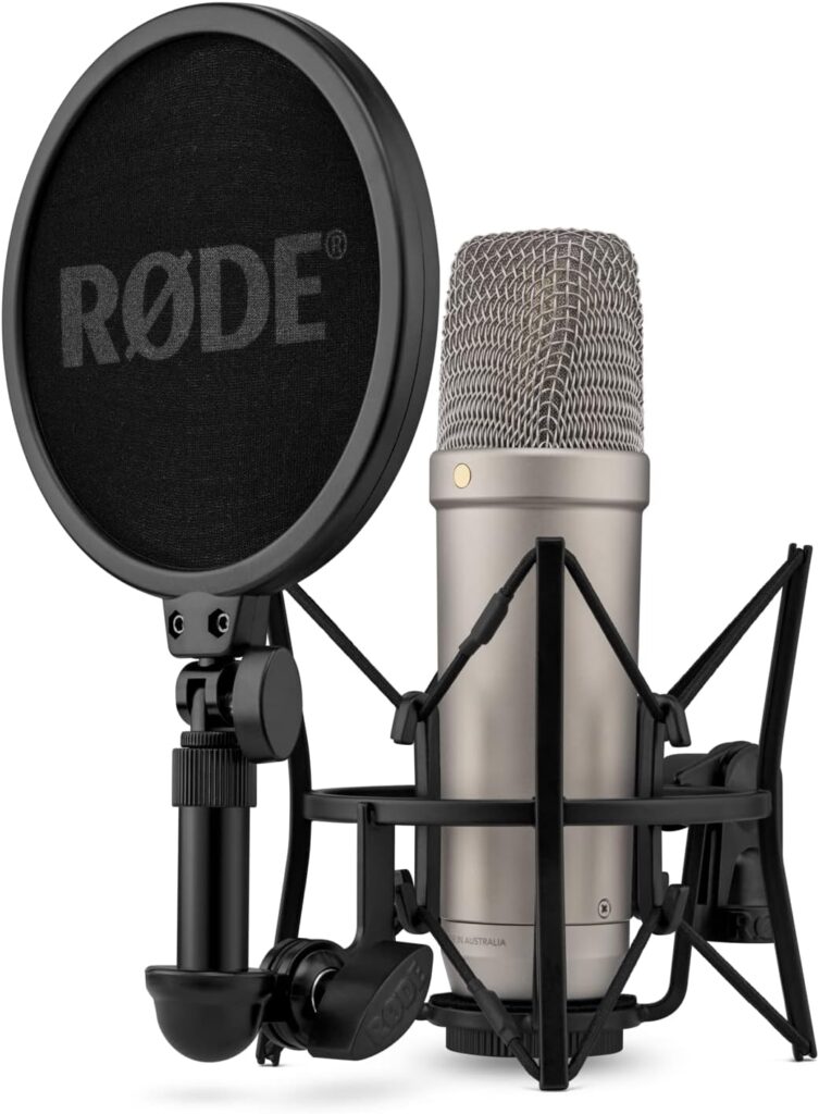 Rode NT1 5th Generation Condenser Microphone with SM6 Shockmount and Pop Filter,Silver
