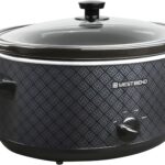 West Bend Slow Cooker 6-Quart Manual Crockery Style with Dishwasher Safe Oval Ceramic Crockpot and Glass Lid Two Temperature Settings Plus Keep Warm, 330-Watts, Black