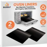 Toaster Oven Liner – Compatible with Breville, Cuisinart, Black & Decker, Dash, and More – Nonstick Heat Resistant Reusable Air Fryer Liners, PFOA & BPA Free, 9×11″, 2 Pack, Black