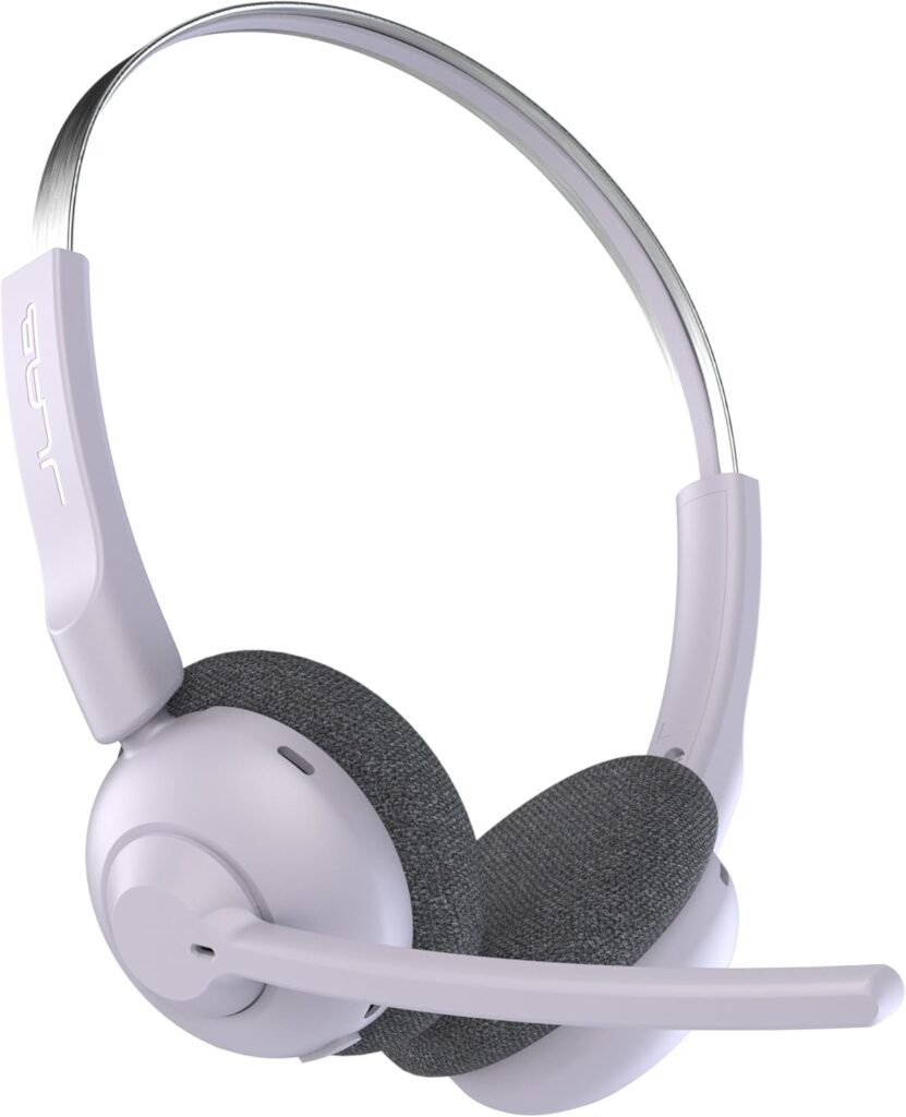 JLab Go Work Pop On-Ear Wireless Headset, Lilac, 50+ Hours Playtime, Bluetooth Multipoint, Rotating Boom Mic, Noise Canceling MEMS Microphone, Light-Weight and Portable, for PC/Mac or Mobile