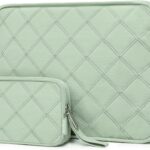 MOSISO 13-14 inch 360 Protective Laptop Case, Square Quilted Laptop Sleeve Bag Carrying Case Compatible with MacBook Air/Pro 13 13.3/Air 13.6/Pro 14, HP, Dell, Lenovo, Asus with Small Case, Sage Green