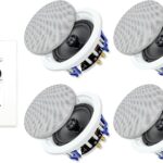 Herdio 5.25 Inch Bluetooth Ceiling Speakers Max Power 600W 2-Way Flush Mount Plus Wall Mount Amplifier Receiver Suitable for Home Theater Bathroom Living Room Kitchen Office(4 Speakers)