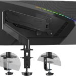 Gas Spring Monitor Arm 32 Inch,Adjustable Single Monitor Desk Mount with Swivel/Tilt/Rotation,Computer Monitors Stand Holder with Clamp/Grommet Mounting Base, VESA Mount Bracket